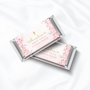 First Holy Communion Candy Bar Label, 1st Communion Party Favor, Girls Party Favour, Religious Thankyou, Custom Label DIGITAL DOWNLOAD MC02