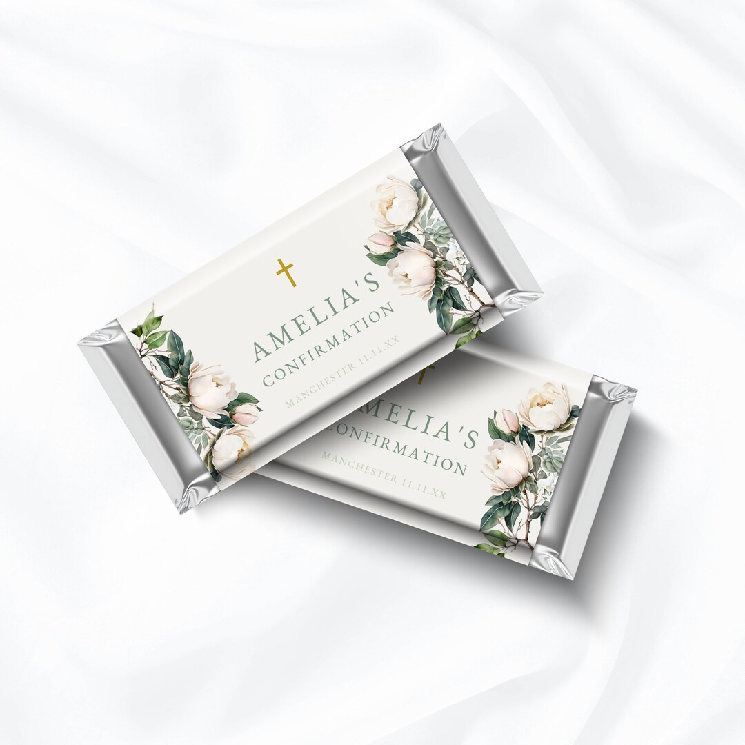 Printable Candy Bar Labels, Floral Candy Bar Label, Girls Confirmation ...