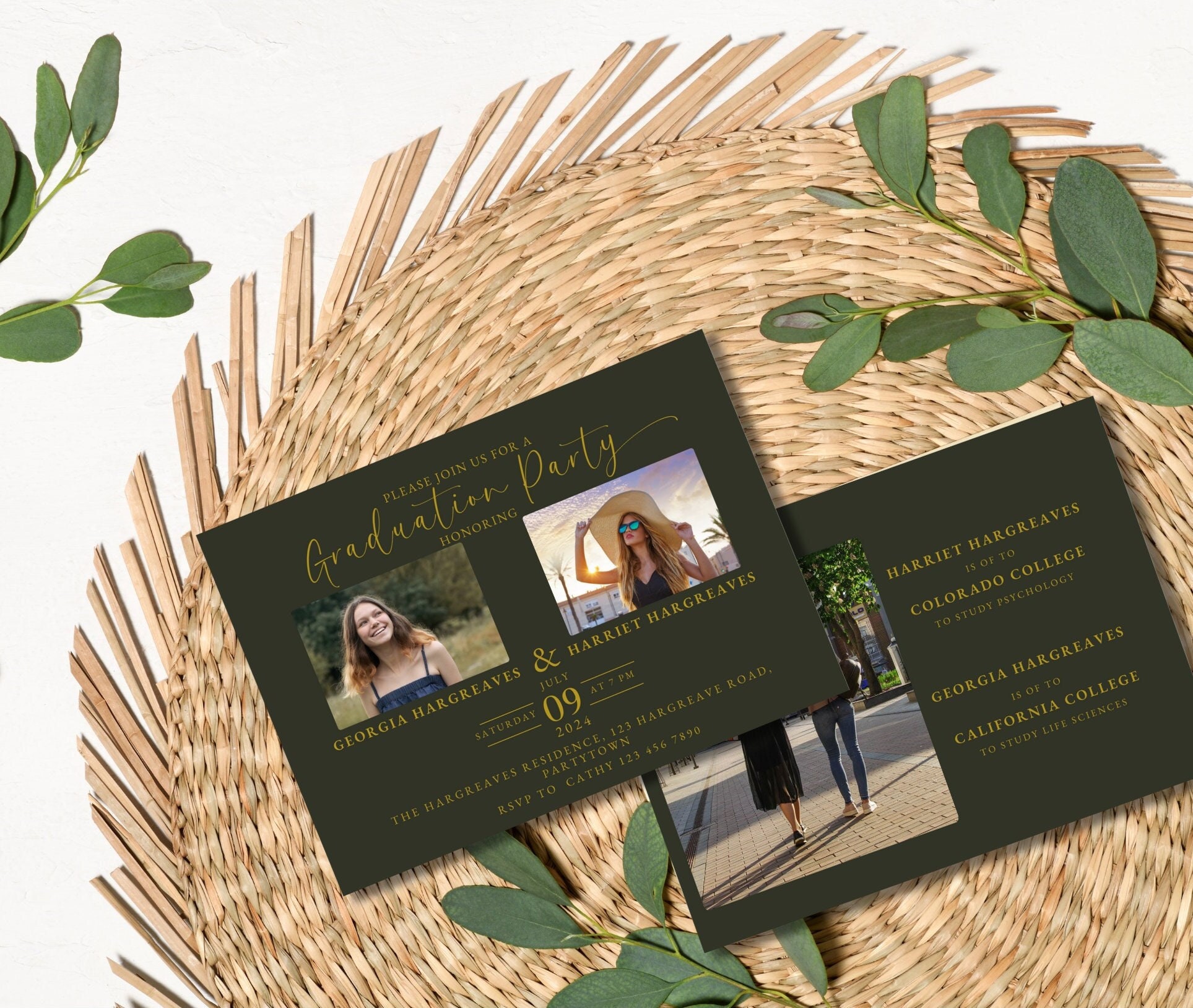 Invitación de graduación para hermanos Dos fotos Graduación conjunta  Invitación a fiesta de graduación para dos personas - Hermanos, amigos,  fotos DESCARGA INSTANTÁNEA - Etsy México, image size:1927x1630