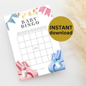 Sexe révéler jeux de baby shower, bingo bébé, idées de baby shower, bricolage de baby shower, activité de baby shower, bingo bébé imprimable TÉLÉCHARGEMENT NUMÉRIQUE MQ1