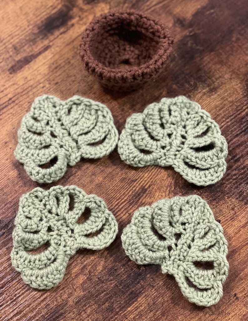 Monstera Leaf Crochet Coaster Etsy