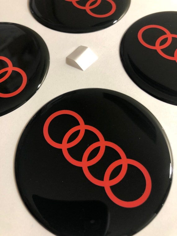 Audi Sticker Wheel Center Hub Cap Red Logo, Wheel Emblems, Stickers