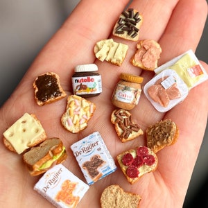 1:12 Sandwiches - Bread - Spreads - Packaging - Groceries - Nutella - Dollhouse - Dollhouse - Handmade