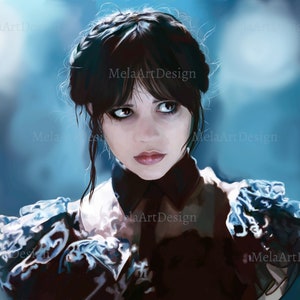 Wednesday Addams Digital Painting - Art Print - Jena Ortega Poster - Instant Download High Definition