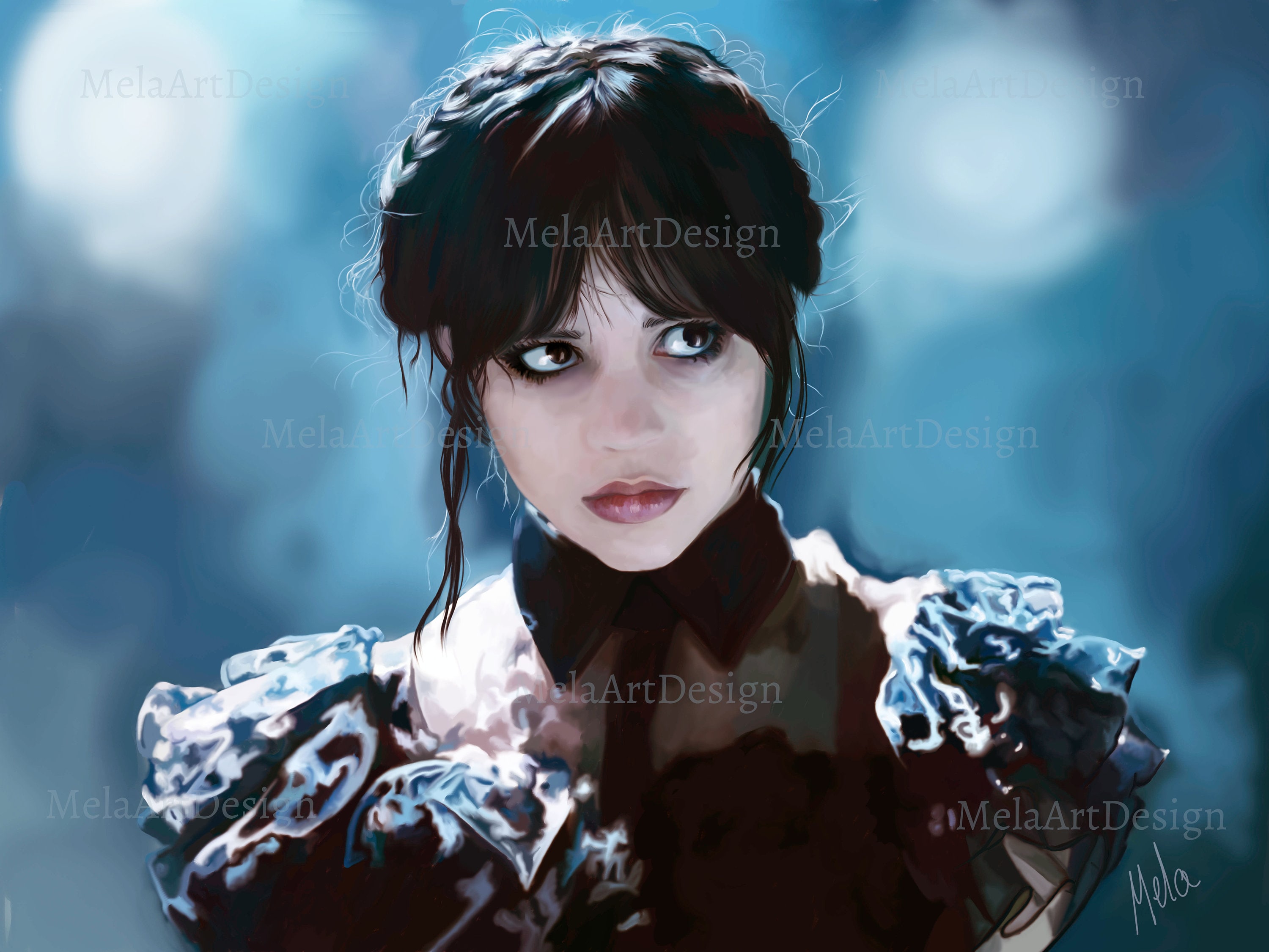 Wednesday Addams Digital Painting - Art Print - Jena Ortega Poster