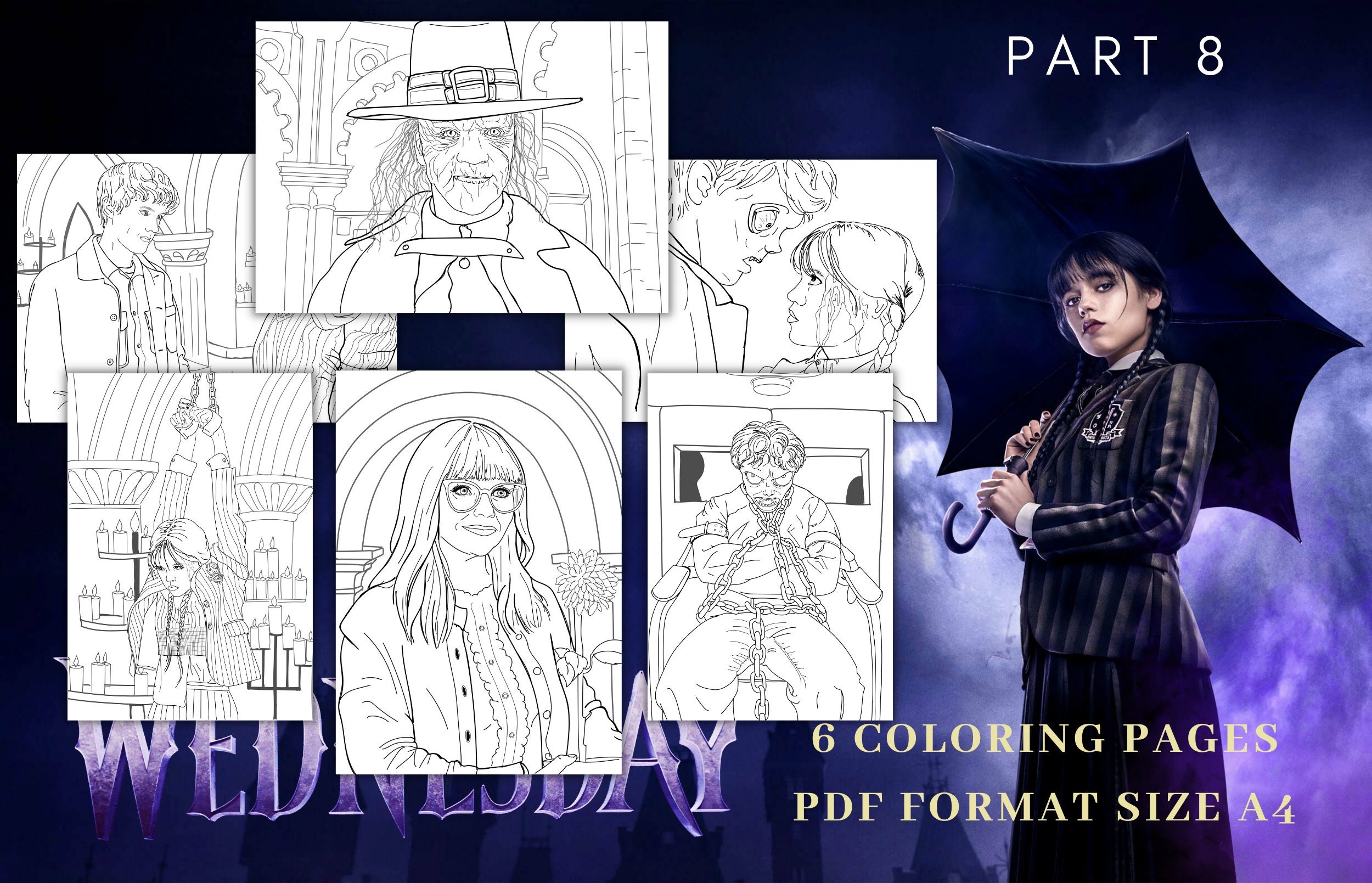 Coloriage à Imprimer Mercredi Addams Mercredi Addams Coloriages Impression numérique instantanée - Etsy France