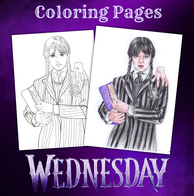 Wednesday Prom Colouring In Wednesday Addams Coloring Pages Instant Digital Print PDF Part4 - Etsy ...