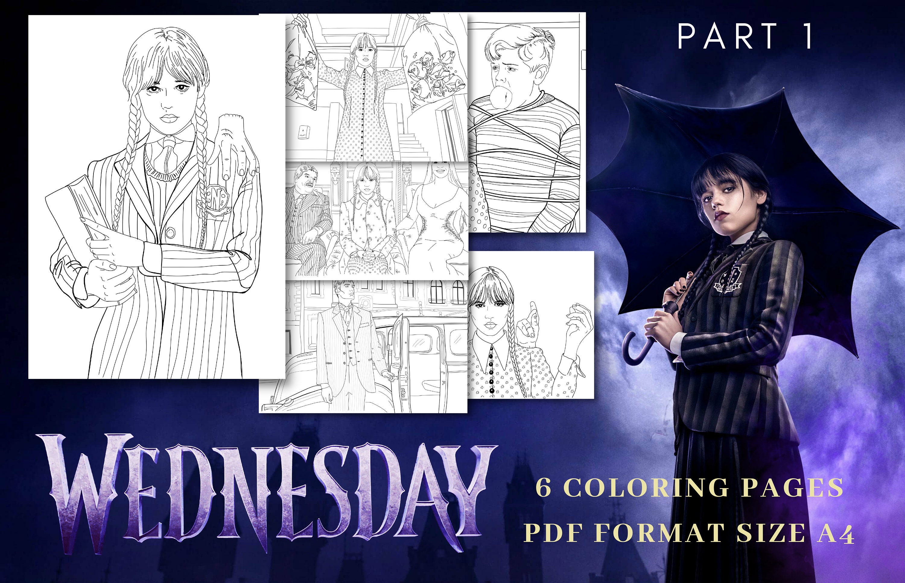 Imprimer Coloriage Mercredi Addams Mercredi Addams Coloriages PDF Impression numérique - Etsy Canada