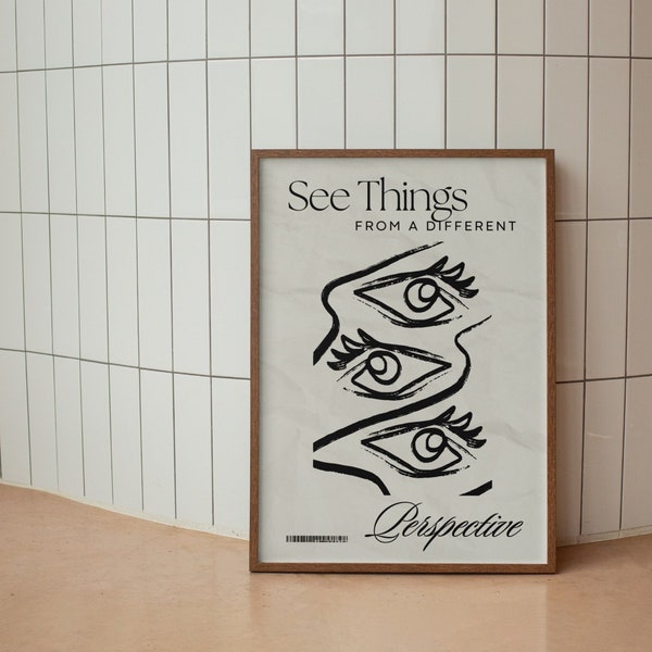 Funky See Things Differently Print • Impresiones de arte de citas motivacionales digitales • Decoración de pared moderna y moderna • Arte grande imprimible de alta calidad