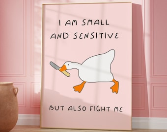 Silly Goose Print • Funny Gen Z Living Room Decor • Girly Blush Pink Wall Art • Playful Animal Cartoon Poster • Minimalistic Cute Edgy Decor