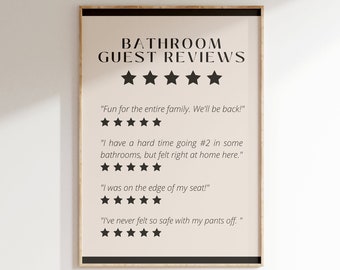 Bathroom Guest Reviews Funny Print • 5 Star Rating For Toilet Poster • Neutral Bathroom Wall Art • Printable Loo Sign • Housewarming Gift
