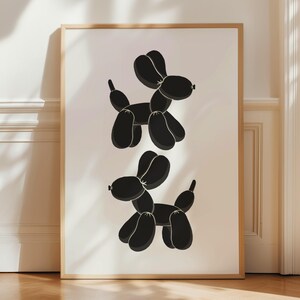Trendy Balloon Dog Print • Cute Animal Prints • Minimalistic Black White Wall Art • 3D Style Balloon Dog Art • Dorm Decor • Eclectic Poster