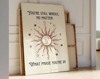 Boho Sun Art Print • Minimalist Celestial Wall Art • Bedroom Wall Art • Meditation Yoga Quote Poster • Self Care & Manifestation Wall Art