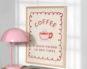 Printable Hand-drawn Coffee Art • Coquette Art For Coffee Lover Girlies • Trendy Espresso Lover Wall Print
