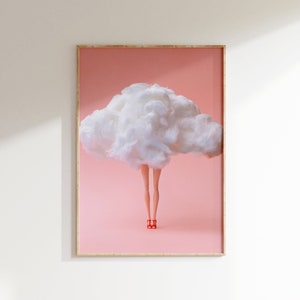Doll Legs Print • Doll behind Clouds Poster • Pink Preppy Pop Art Print • Doll Schuhe Art • Doll In Heels • Y2k Wandkunst