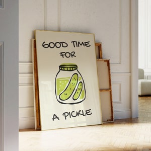 Funny Pickle Poster • Funky Food Art Prints • Cute Kitchen Wall Decor • Pickle Art Print • Trendy Minimalist Aesthetic Kitchen Poster Foodie