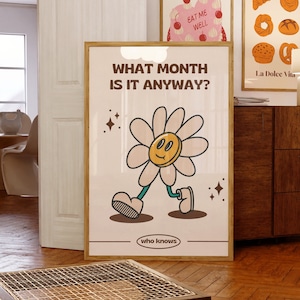 Impresión de arte de personajes retro • Arte de pared de flores animado lindo y maravilloso • Póster divertido de decoración de dormitorio • Impresión original de los años 70 • Arte retro divertido