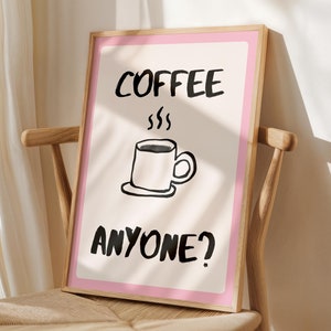 Printable Coffee Art • Trendy Art For Coffee Lovers • Girly Pink Coffee Kitchen Print • Espresso Lover Wall Art • Cute Gift For Coffee Lover