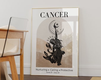 Cancer Zodiac Goddess Wall Art • Zodiac Poster • Cancer Print • Astrology Wall Art • Cancer birthday gift • Cancer Decor •Celestial Wall art