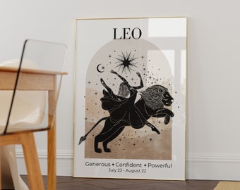 Leo Zodiac Goddess Wall Art • Zodiac Poster • Leo Print • Astrology Wall Art • Leo birthday gift • Leo Decor • Celestial Wall art