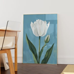 Tulip Wall Art Print • Tulip Painting Digital Download • Trendy Flower Poster • Aesthetic Room Decor • Spring Floral Painting • Tulip Bud
