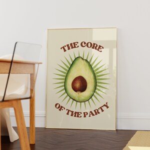 Retro Avocado Poster • Sage Green Vintage Poster • Funny Kitchen Vegan Wall Art• Cute Food Art For Dining Room• Avocado Lovers Printable Art