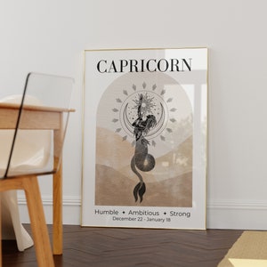 Capricorn Zodiac Goddess Wall Art • Zodiac Poster • Capricorn Print • Astrology Wall Art • Capricorn birthday gift • Capricorn Decor •