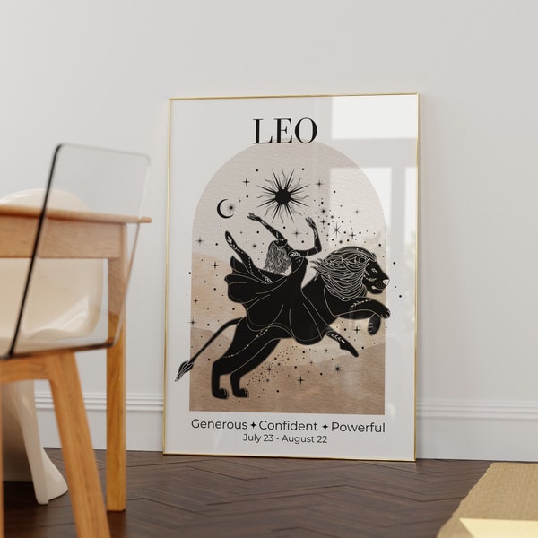 Leo Zodiac Goddess Wall Art • Zodiac Poster • Leo Print • Astrology Wall Art • Leo birthday gift • Leo Decor • Celestial Wall art