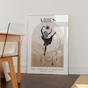 Sztuka ścienna z boginią zodiaku Barana • Plakat zodiaku • Wydruk z Baranem • Sztuka ścienna z astrologią • Prezent urodzinowy z Baranem • Dekoracja z Baranem • Sztuka ścienna z motywem niebiańskim