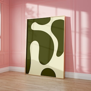 Decoración retro abstracta del hogar • Impresión ondulada en verde marino y verde salvia • Arte de pared geométrico abstracto • Póster estético original • Arte de pared maravilloso