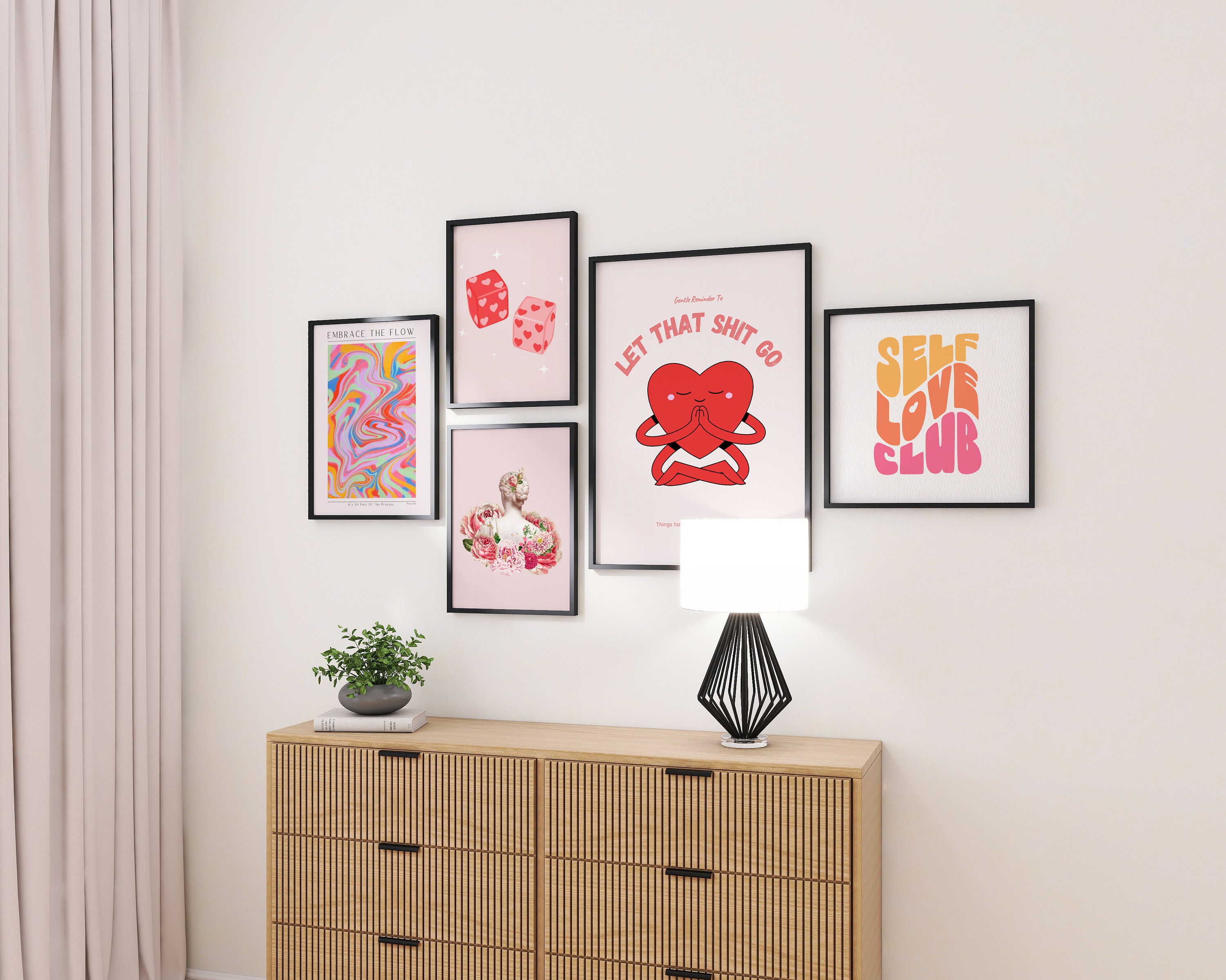Pink Gallery Wall Art Set of 10 Prints Pink Trendy Prints Etsy