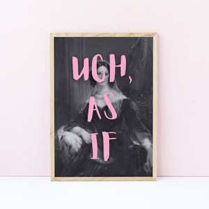 Puede incluir: Un retrato en blanco y negro de una mujer con un vestido y velo con el texto "ugh, as if" en letras rosas.