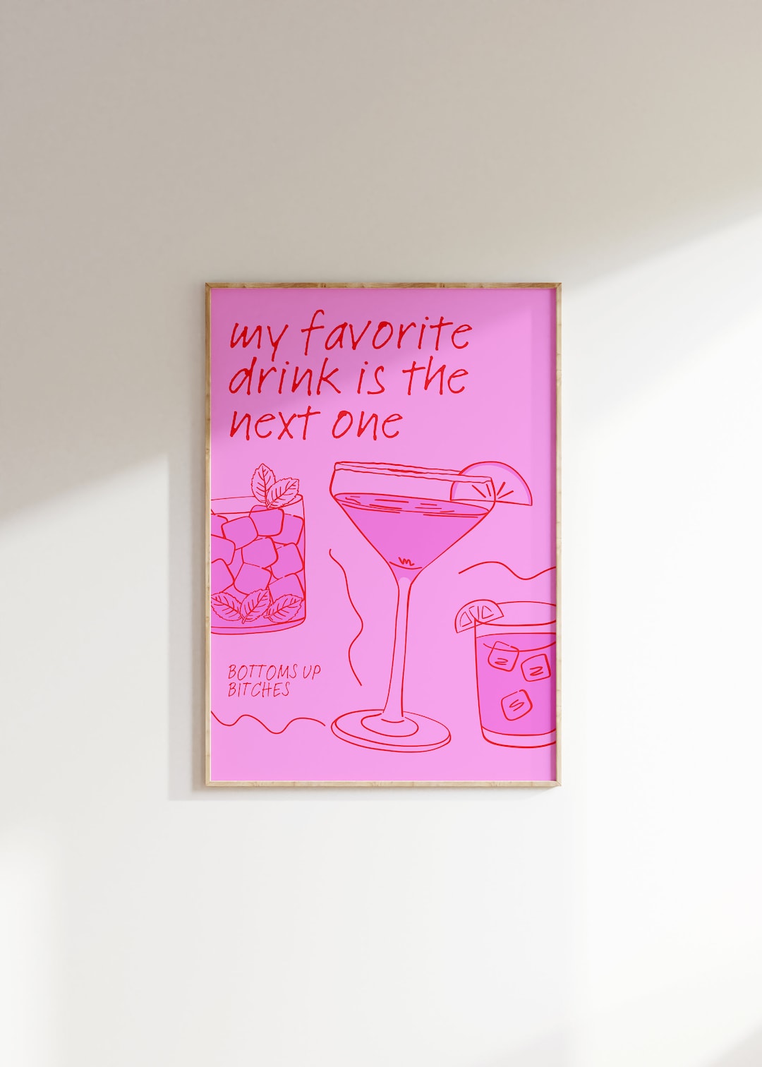 hot-pink-bar-cart-print-funny-alcohol-poster-funky-cute-alcohol-quote