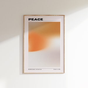 Peace Rustic Orange Gradient Wall Art • Zen Wall Art • Mindfulness Poster • Trendy Aura Poster for Bedroom, Living Room or Yoga Studio •