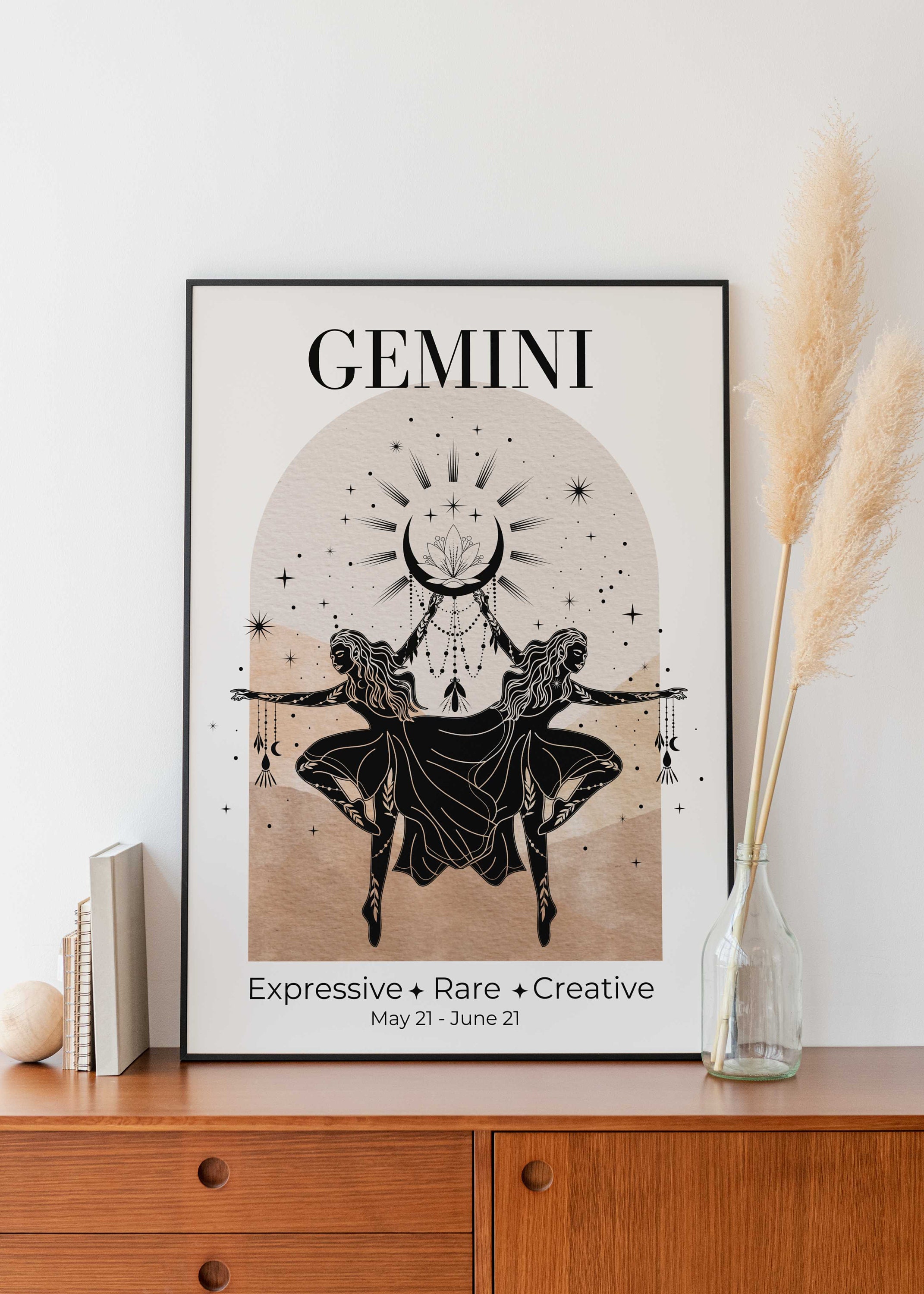 Gemini Zodiac Goddess Wall Art • Zodiac Poster • Gemini Print