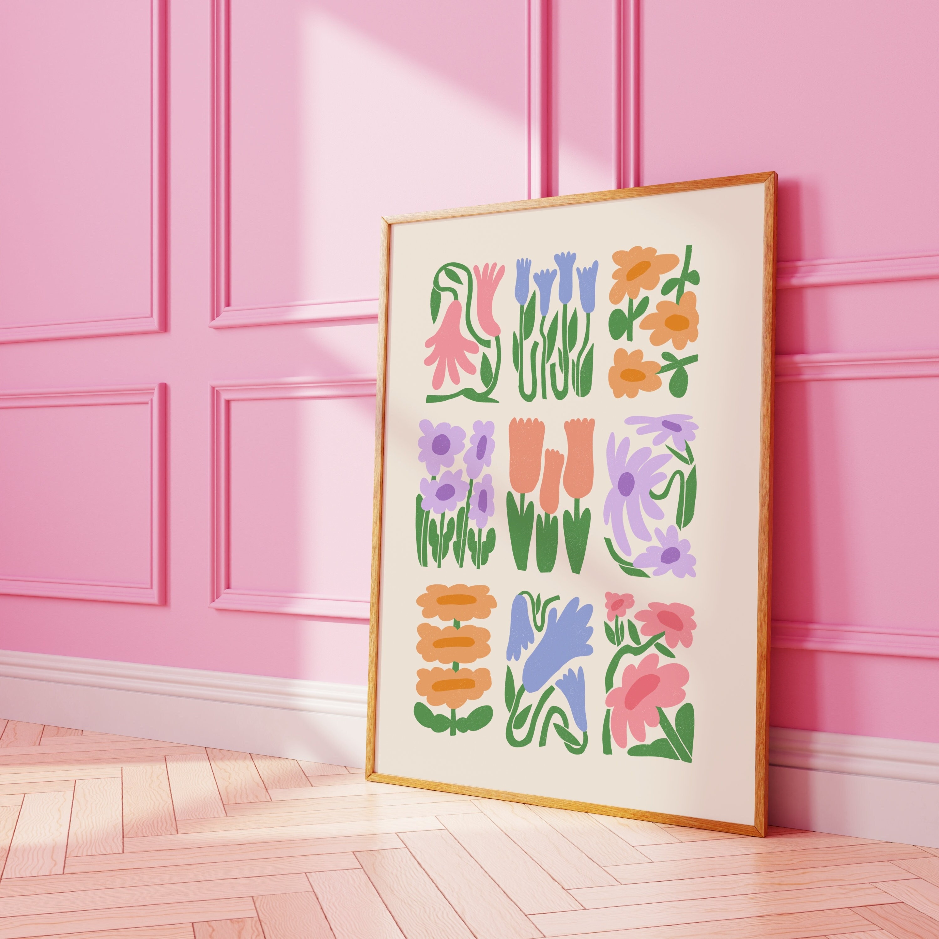 Retro Funky Flowers Poster • Danish Pastel Prints • Preppy Wall Art ...