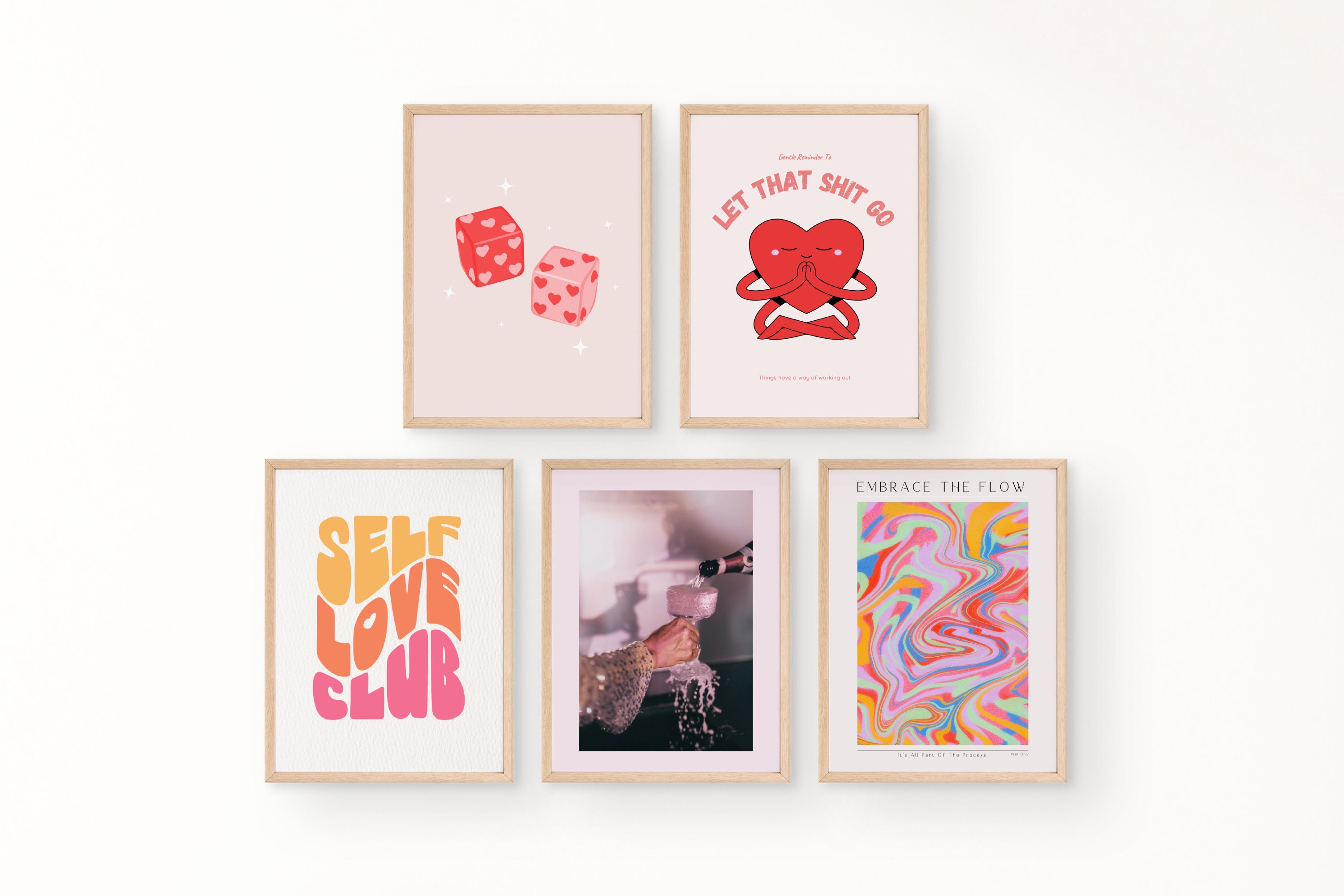 Pink Gallery Wall Art Set of 10 Prints Pink Trendy Prints Etsy