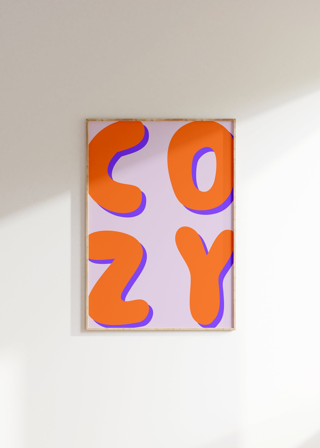 Cozy Wall Art Print Pink Orange Groovy Font Wall Decor Funky Living