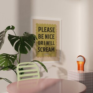 Funny Be Nice Print • Guest Room Wall Art • Girly Apartment Wall Decor ...