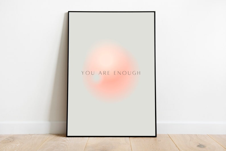 You Are Enough Quote Wall Art Self Love Inspirational Print Affirmation Poster Minimalist Wall Art Grey Quote Print image 2