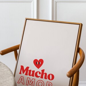 Mucho Amor Poster • Retro Cute Valentine Decor • Love Quote Art Heart ...