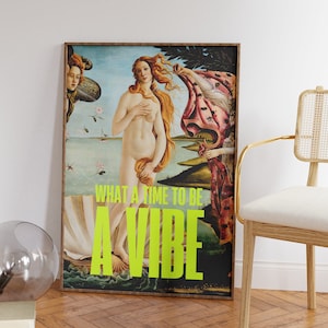 Impresión del nacimiento de Venus • Pintura renacentista ecléctica • Arte alterado maximalista de moda • Arte de pared digital de la diosa Afrodita de Sandro Botticelli