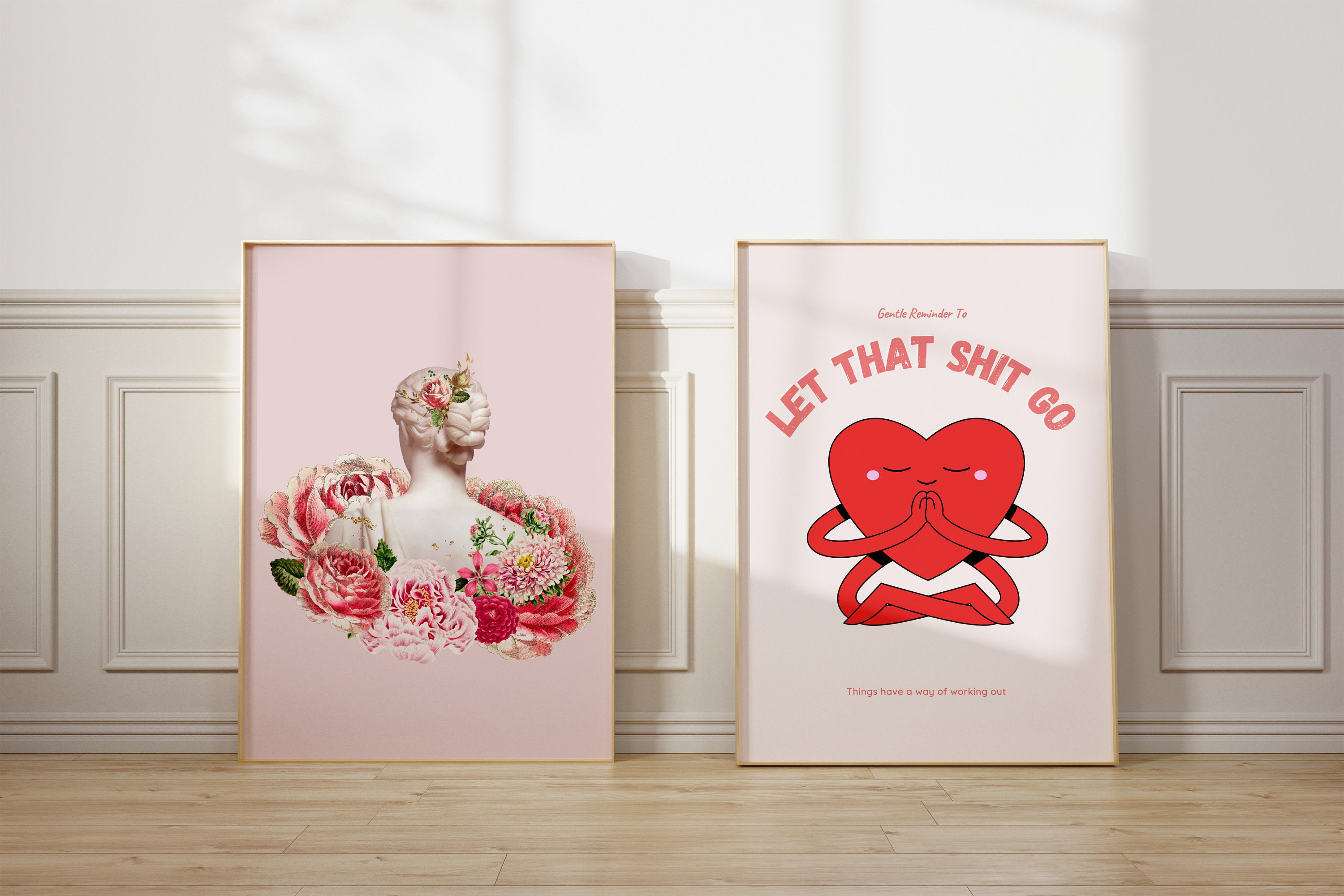 Pink Gallery Wall Art Set of 10 Prints Pink Trendy Prints Etsy