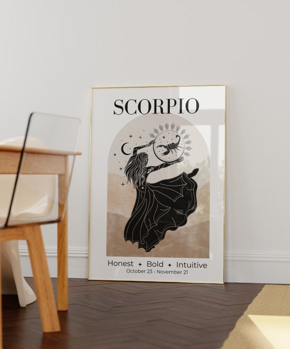 Scorpio Zodiac Goddess Wall Art • Zodiac Poster • Scorpio Print • Astrology Wall Art • Scorpio birthday gift • Celestial Wall art