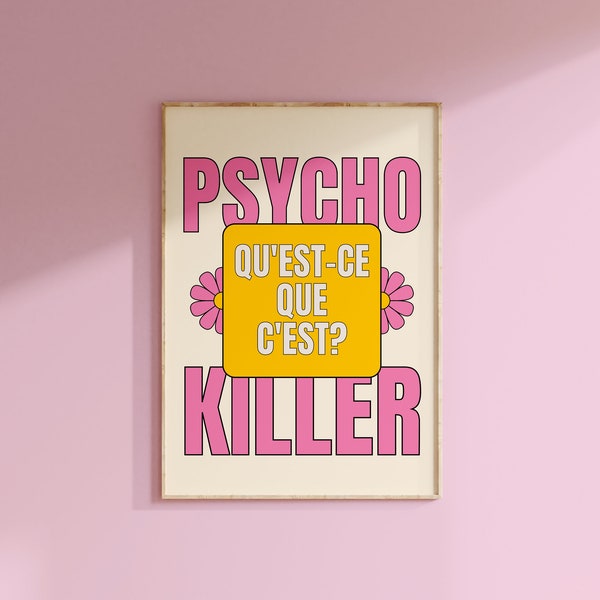 Psycho Killer Poster • Retro Talking Heads 1977 Lyrics Print • David Byrne Music • Trendy Wall Decor • Funky Psycho Killer Printable Art