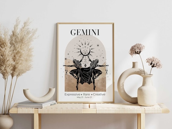 Gemini Zodiac Goddess Wall Art • Zodiac Poster • Gemini Print