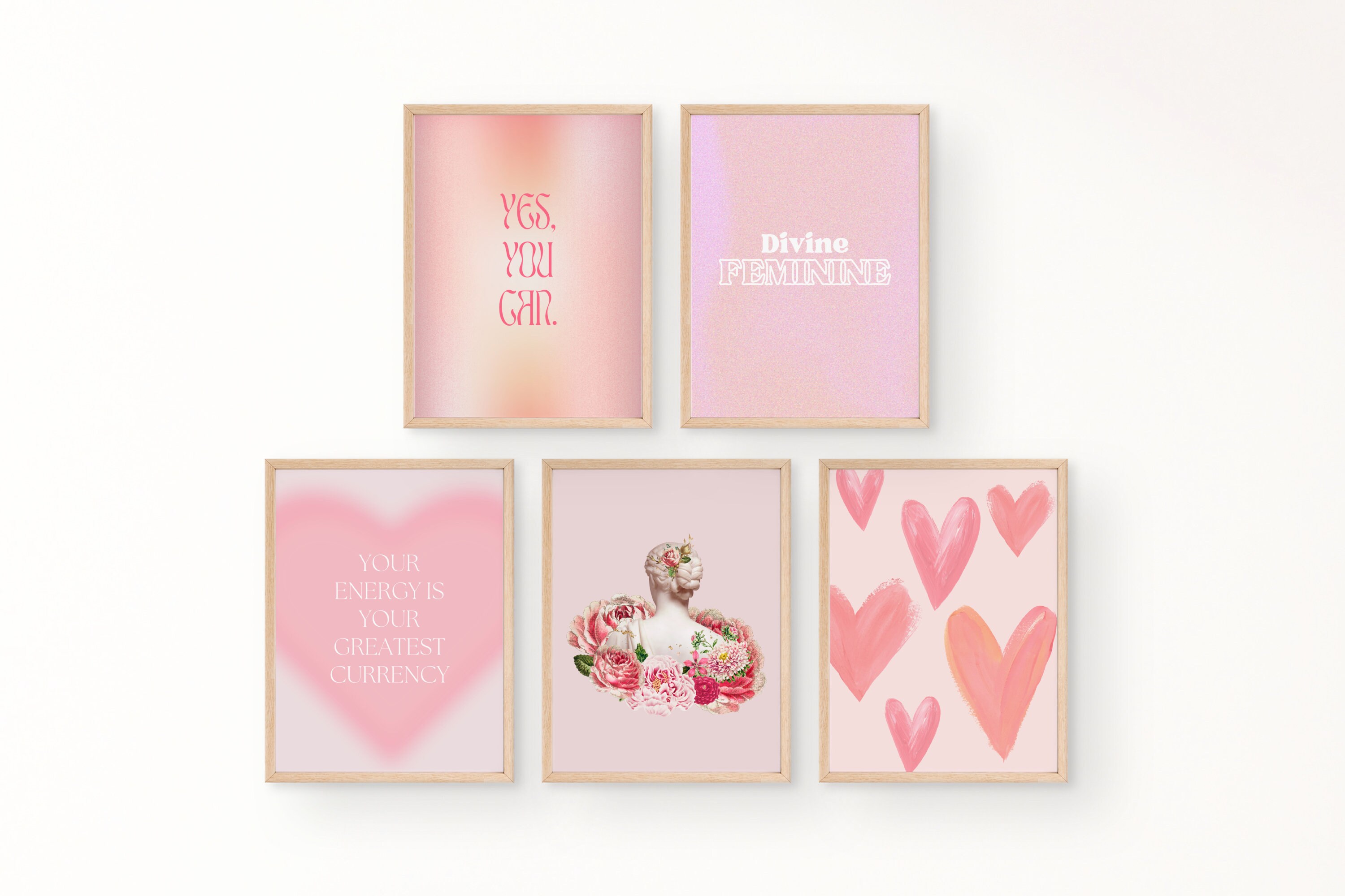 Pink Gallery Wall Art Set of 10 Prints Pink Trendy Prints Exhibition