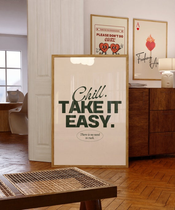 Vintage 70's Style Print • Midnight Green Take It Easy