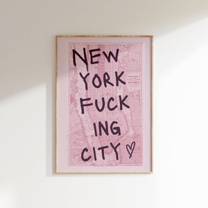 Trendy NYC Map Print • New York Poster • Blush Pink Wandkunst • Manhattan Poster • Ästhetisches Dekor