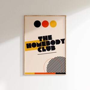 The Homebody Club Retro Print • Stunning Typogrpahy Quote Poster • Boho Vintage Aesthetic Digital Art • 70s Beige Minimalist Decor
